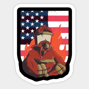 Volunteer Firefighter Red Thin Line Gift Sticker